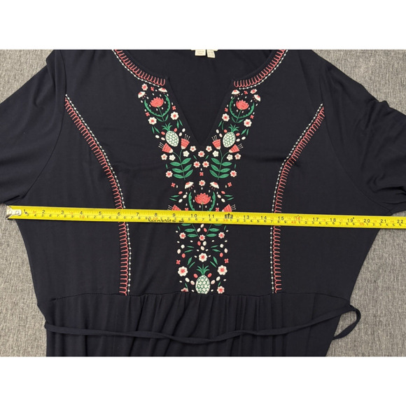 Boden Remi Belted Embroidered Midi Dress Womens Size US 14R Navy Blue Floral - Picture 4 of 9